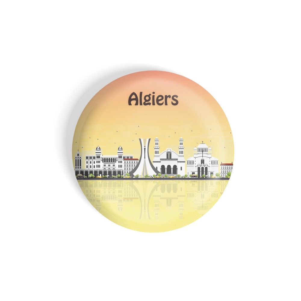 dhcrafts Round Fridge Magnet Multicolour Places Algiers Capital Of Algeria Glossy Finish Design Pack of 1 (58 mm)